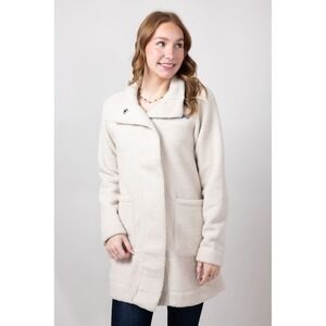 Columbia Panorama Long Fleece Jacket Women Large Dark Stone Sherpa Coat
